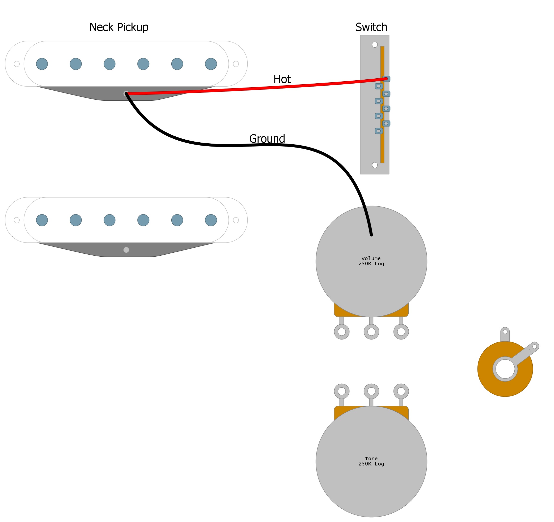 Wiring Diagram For 2 Humbucker Guitar With 3 Way Switch 2 Volume And 2 Tone Pots from humbuckersoup.com