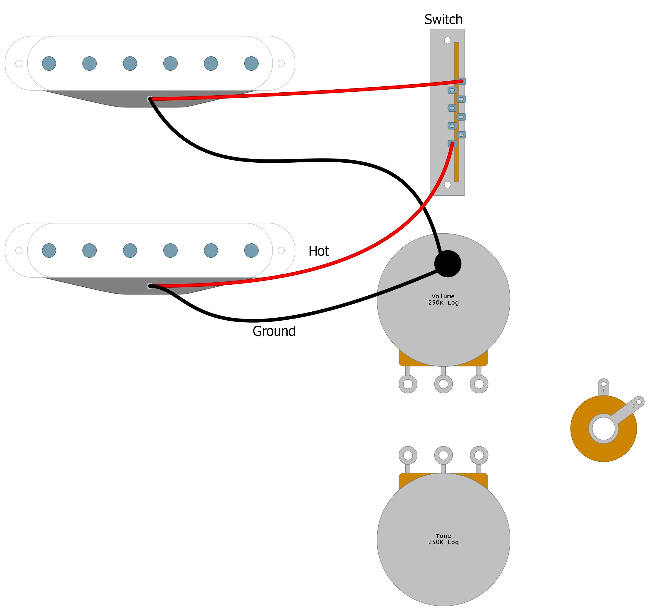 2 Pickup Guitar Wiring Diagram – Humbucker Soup  Strat Wiring Diagram 3 Single Coil 2 Tone Capacitors    Humbucker Soup