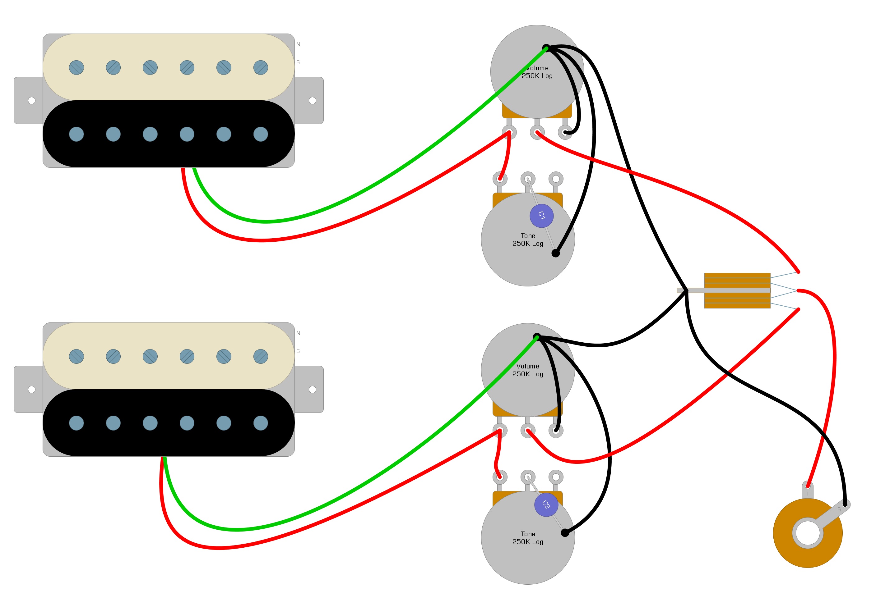 Gibson Series Parallel Humbucker Wiring Diagram from humbuckersoup.com