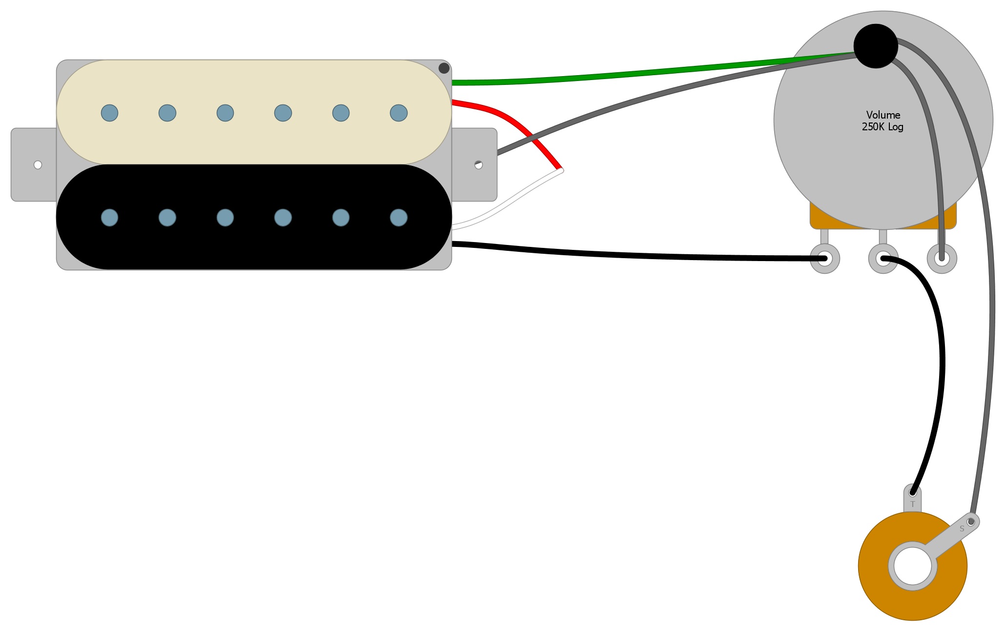 1 Passive Humbucker 1 Volume Guitar Wiring Diagram from humbuckersoup.com